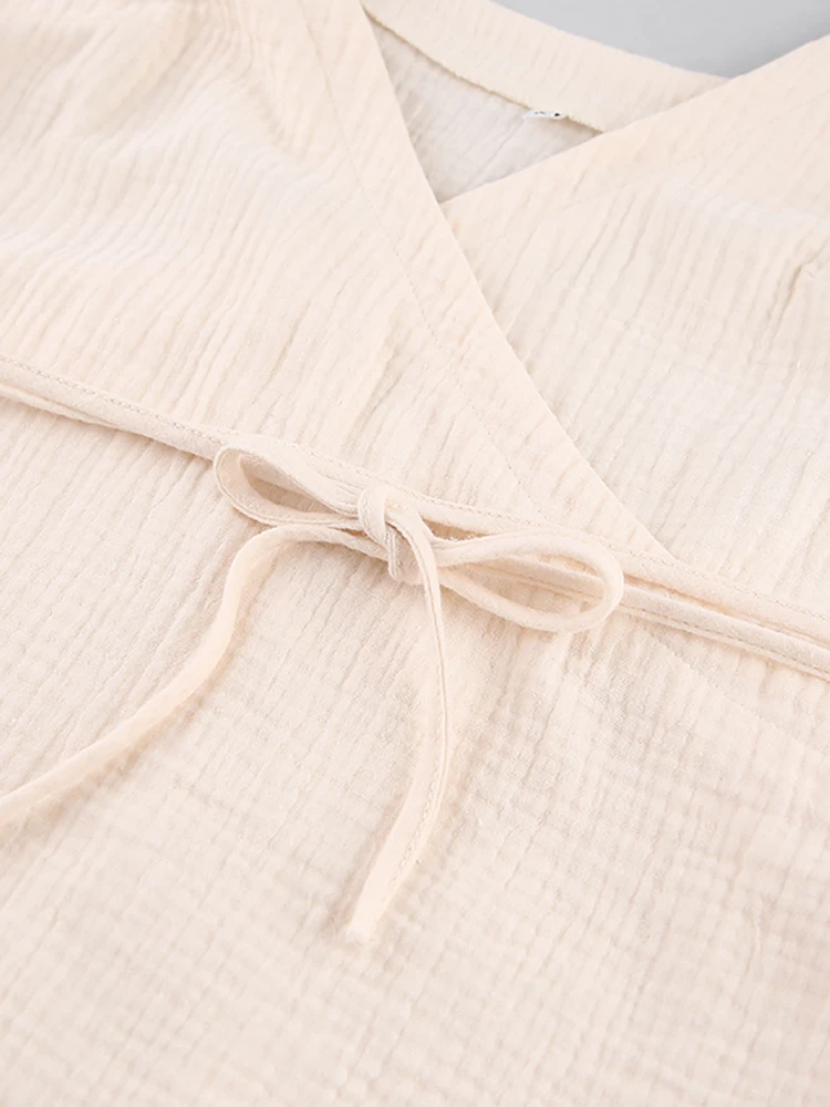Women Nightgowns Nightdresses Sleeping Dress Cotton Spaghetti Strap V Neck Lace Up