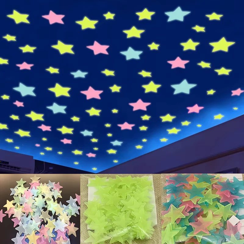 1000Pcs Luminous Stars Glow In The Dark Wall Stickers For Kids Baby Rooms Bedroom Ceiling Home Decor Fluorescent Star Stickers