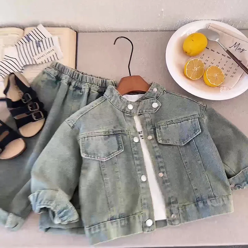 Cute Cartoon Girls Polo Shirts Shorts Set