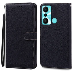 Premium Wallet Leather Flip Phone Case Cover for Infinix Hot 20i (Black)