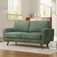 68" Green Loveseat Sofa, Comfy Corduroy with Spring Cushion, Solid Wood Frame, Modern Deep Seat for Bedroom , Customized