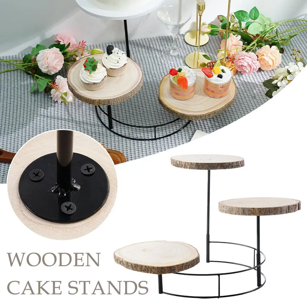 

Wooden Cake Stand Tray Retro 3 Layers Serving Platter Fruit Snack Flowerpot Dessert Display Party Shelf Cake Decor Home Wed M1Y1