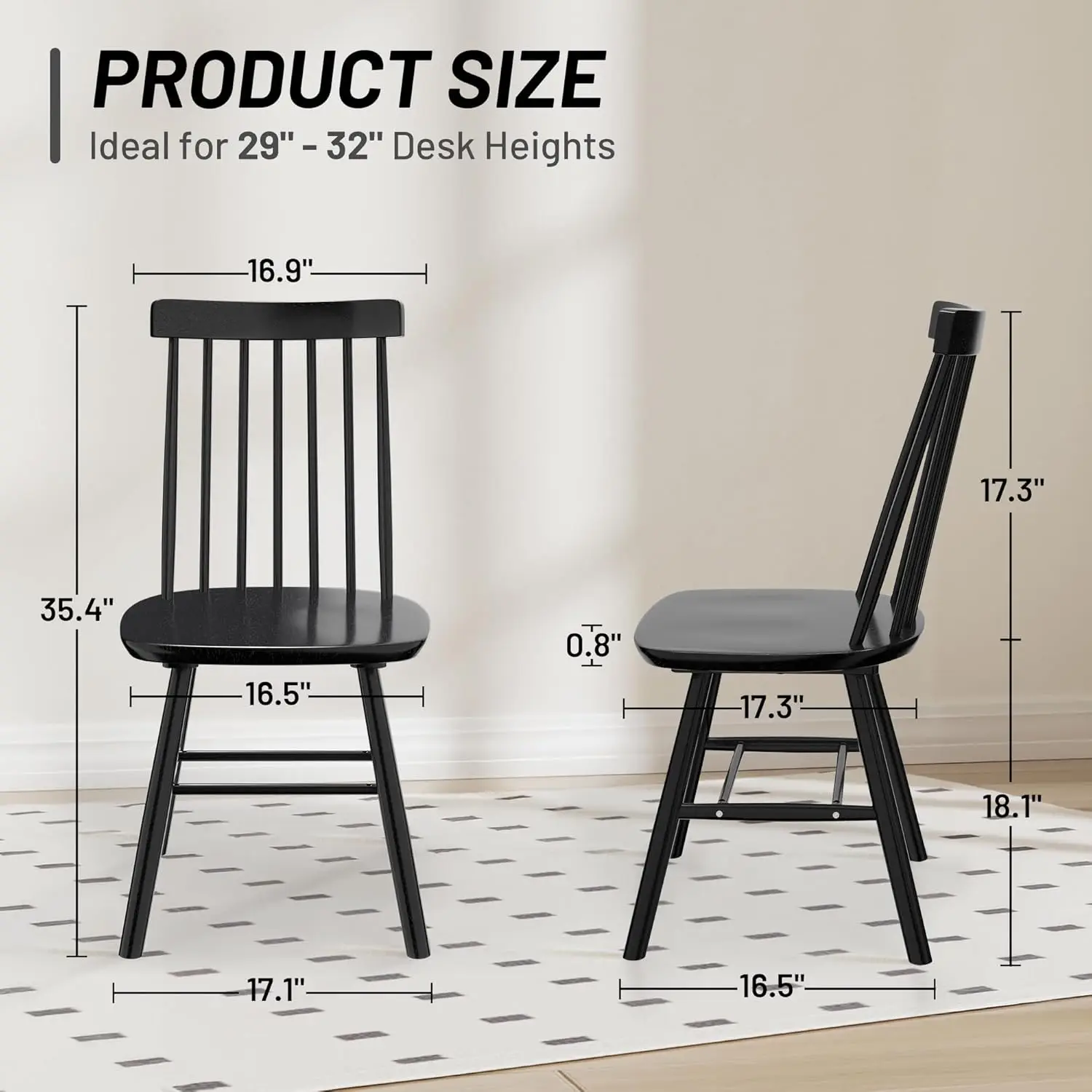 Black Farmhouse Windsor Dining Chairs 2