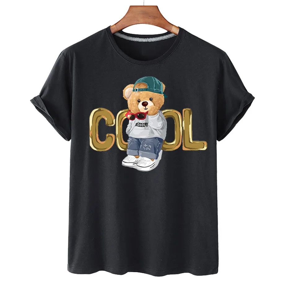 

100% Cotton Fashion Cool Bear Men's T-Shirt Autumn Foundation T-shirt 2022 Women's Fashion Shirt Unisex O-Neck T-shirt S-4XL
