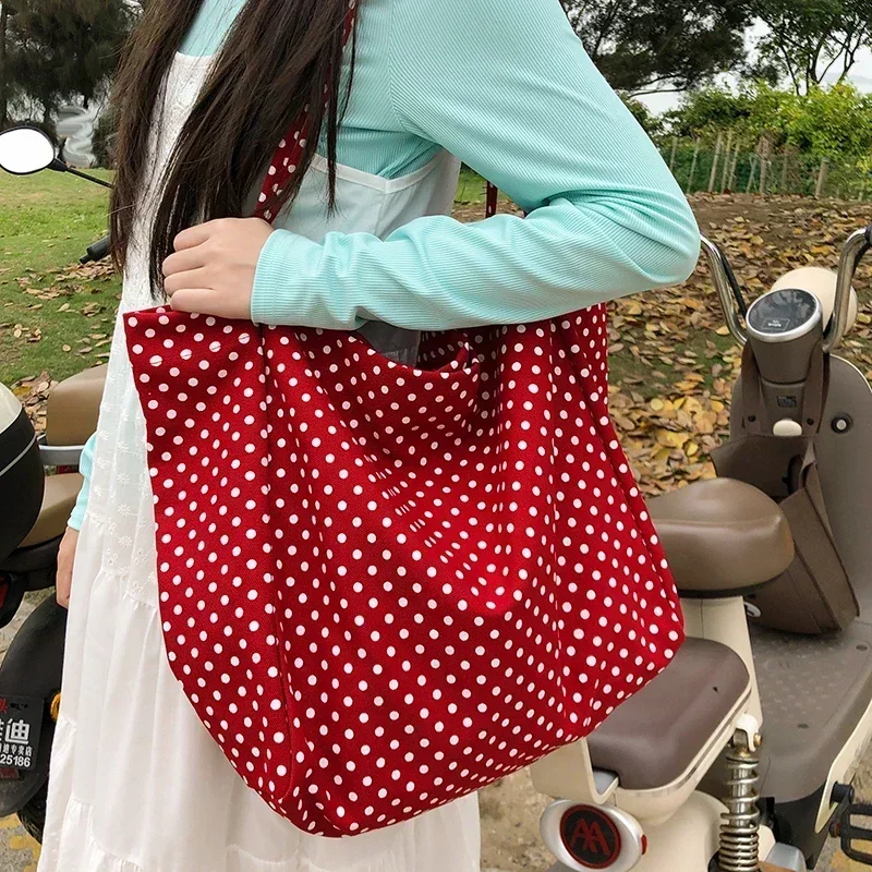 Vintage Plaid Women's Shoulder Bags Large Capacity Female Reusable Shopping Bag Cotton Cloth School Girls Book Tote Handbags