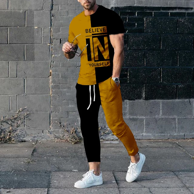 Summer Tracksuit For Men 2 Piece Outfit Long Pants HAHA Joker T Shirt  Trousers Set Sweatpants