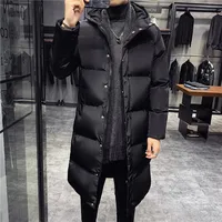 Men's Winter Large 5XL Jacket Mid Length Down Cotton Coat 2024 Fashion Brand Clothing Hooded High Quality Windproof Casual Parka
