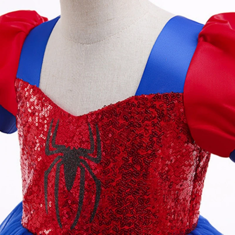 Baby Girl Dress Spider-Man Cosplay Costume Christmas Halloween Princess Dress Sequin Fluffy Stage Perform Birthday Party girls dress princess costume kids clothes children dance suit