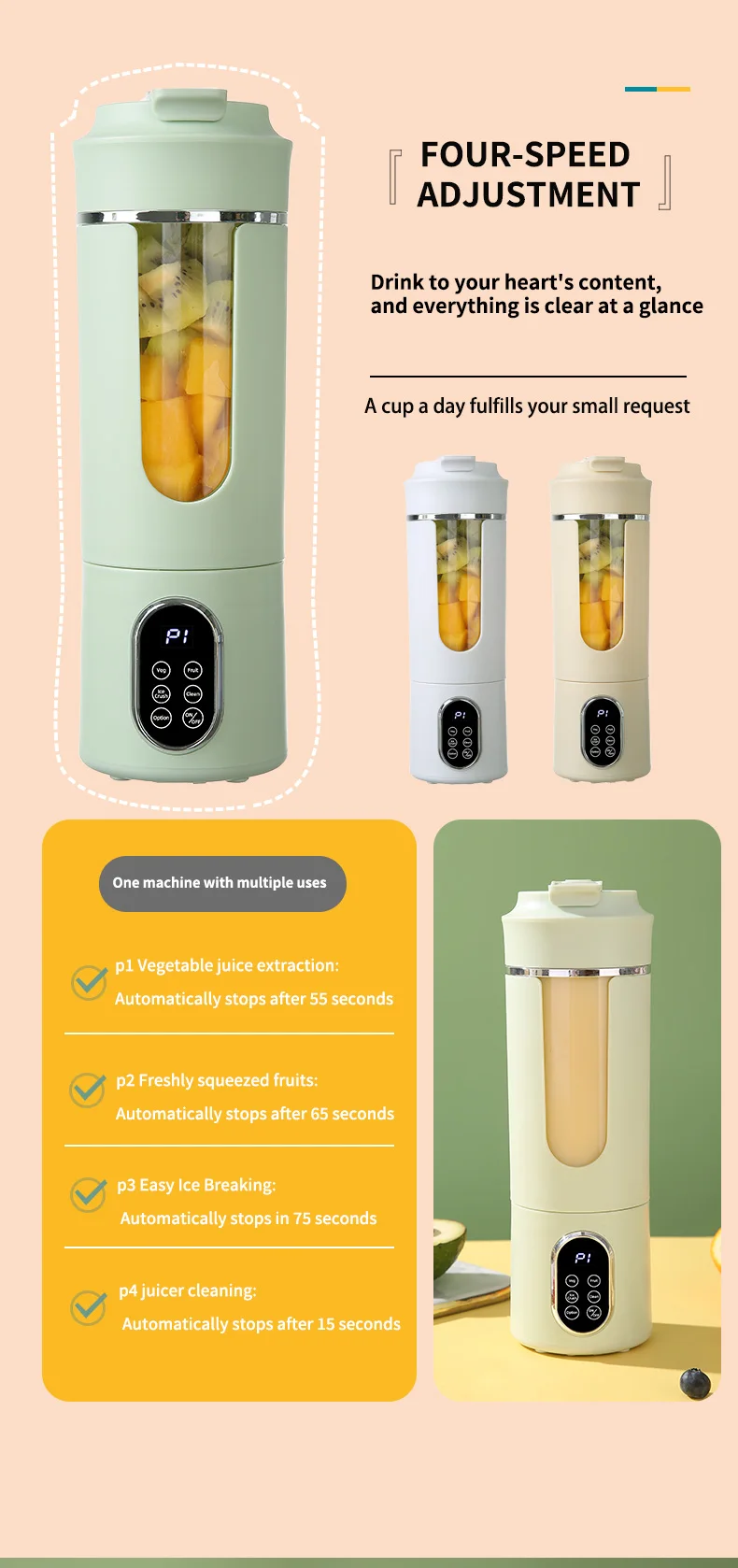 Portable Electric Juicer Blender Usb Rechargeable Fresh Juice Maker_voghion.com