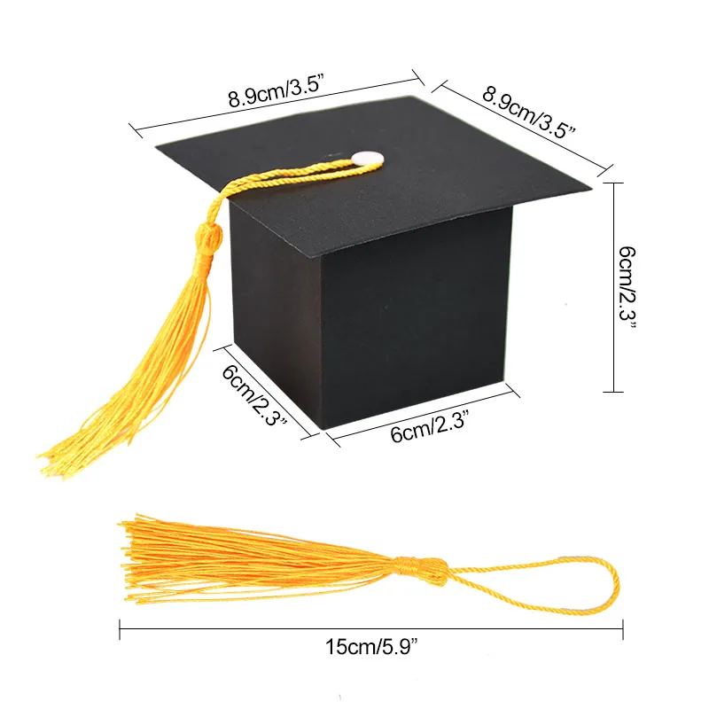10/20/30Pcs Graduation Cap Gift Box Candy Chocolate Packaging Boxes Bags 2025 Grad Party Favors Home Table Decoration Supplies