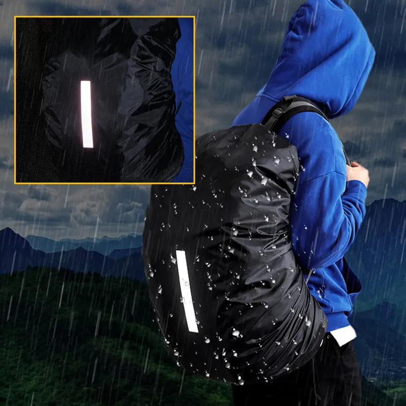 Backpack Cover Reflective Waterproof 20L-100L Outdoor Night Cycling Safety Light for Camping Hiking