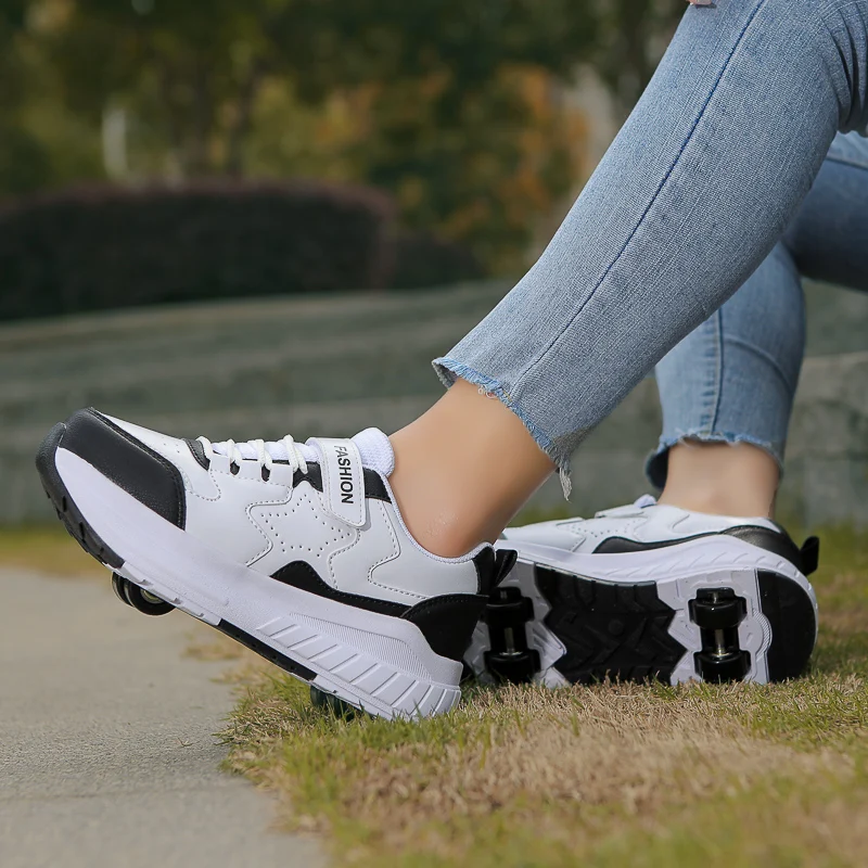 Scarpe da skate per bambini Moda Casual Sport Bambini Sneakers a 4 ruote per ragazzi e ragazze Regalo Calzature belle - immagine 4