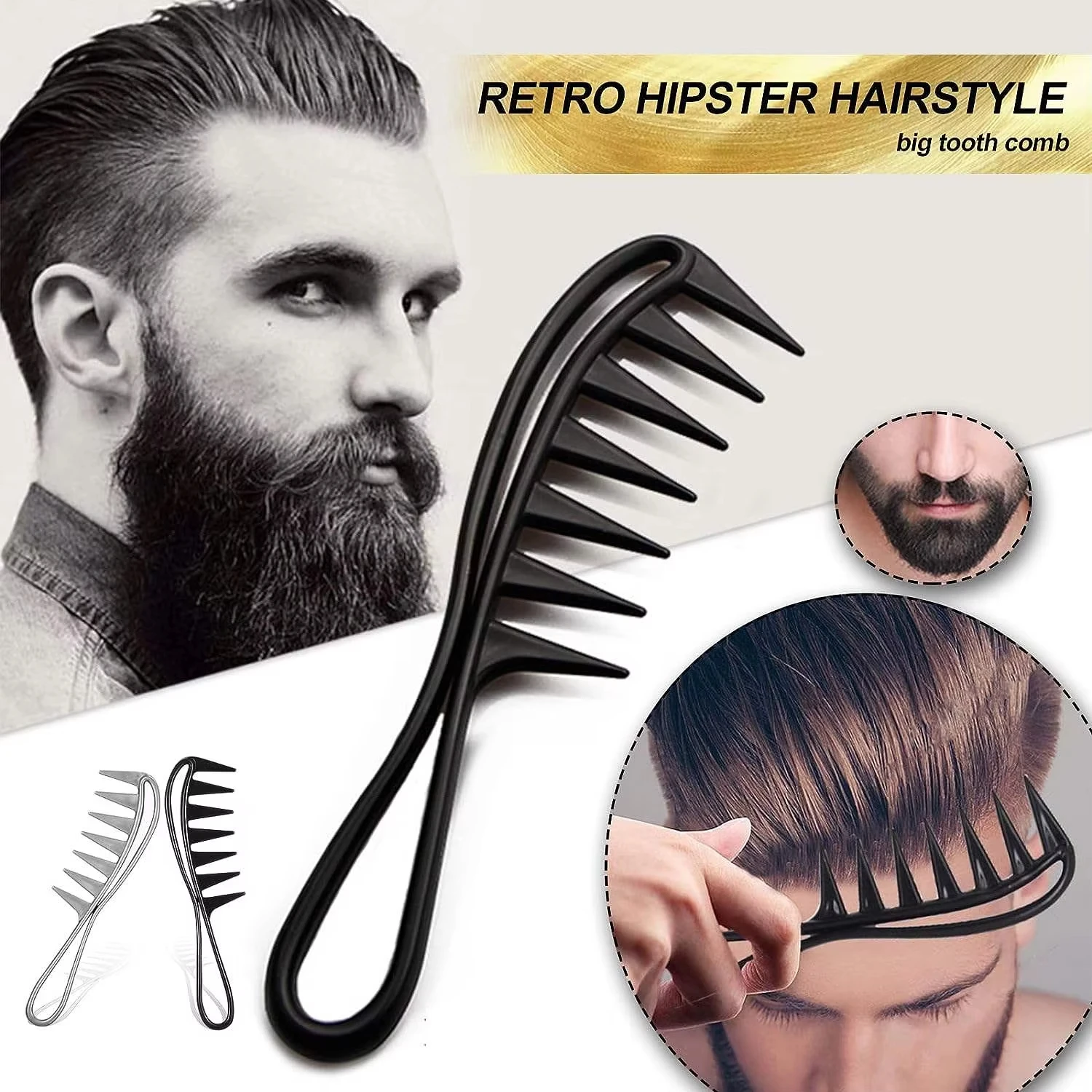 S2f59733cbab94255be94d3531a93a3b4m.jpg Wide Tooth Shark Plastic Comb for Men Barber Hairdressing Tool Hair Clipper Curling Massage Styling Tool for Salon Or Home Use - Image 1
