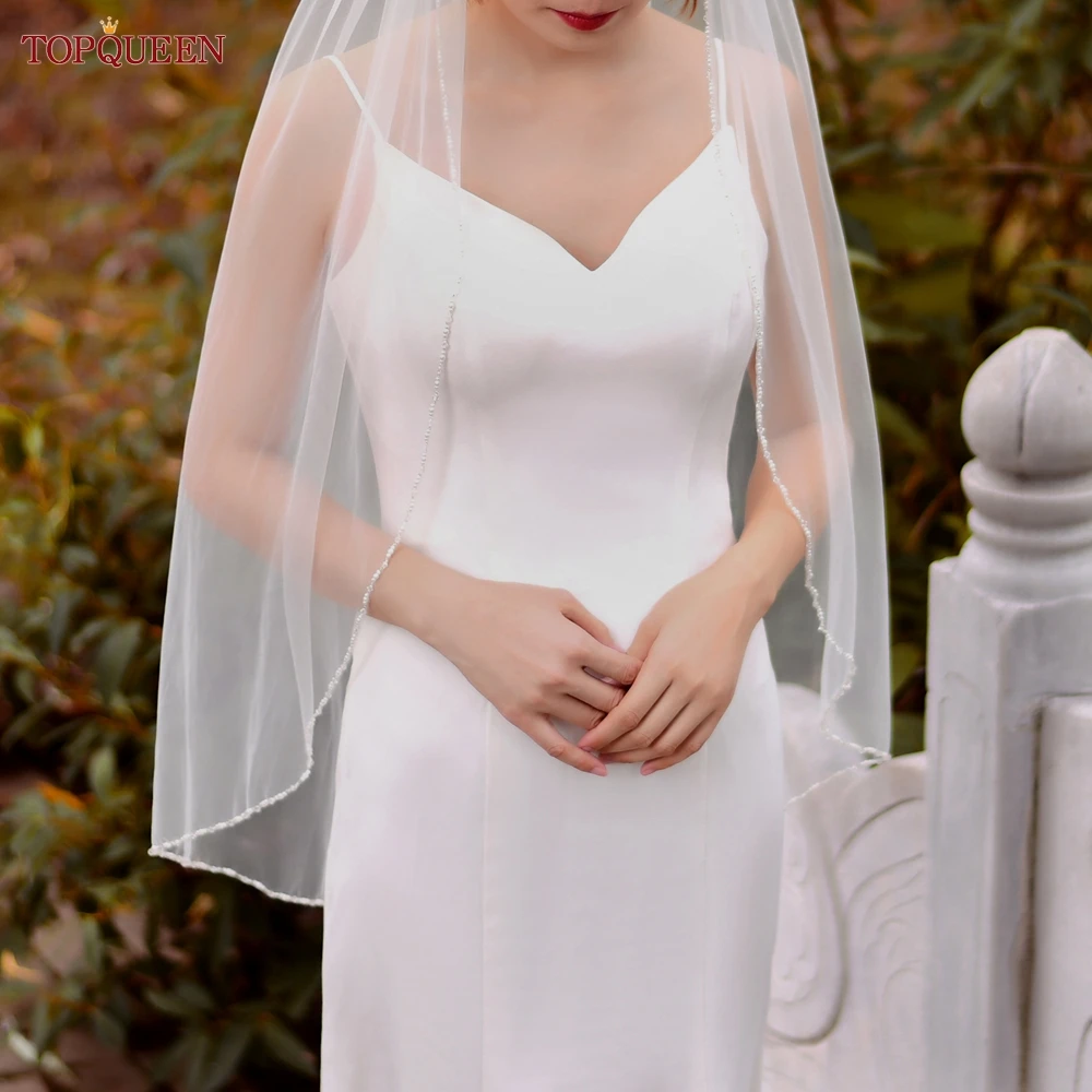 Bridal Veil Long Bridal Veils Crystal Beaded Wedding Veil Crystal Edge 1 Tier Super Soft Bride To Be Veil Short