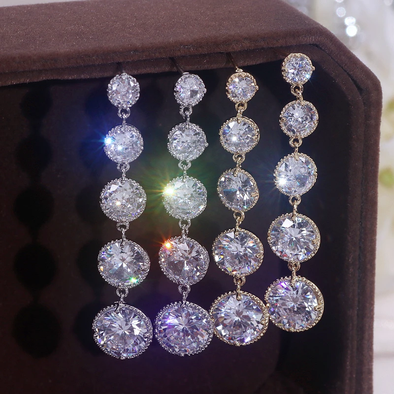ClassicFashionCubicZirconiaLongDangleEarringsforWomenLuxury