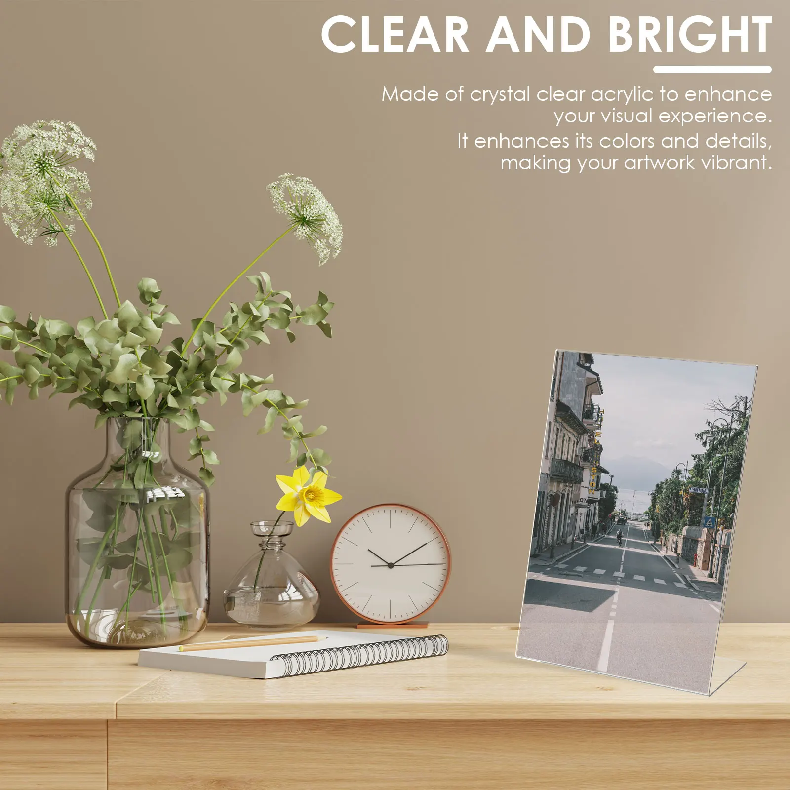 Acrylic Display Holder 3Pcs Acrylic Sign Holder Clear A4 Sign Stand Slanted Menus Holder Flyer Desktop Display Stand Table Top Document