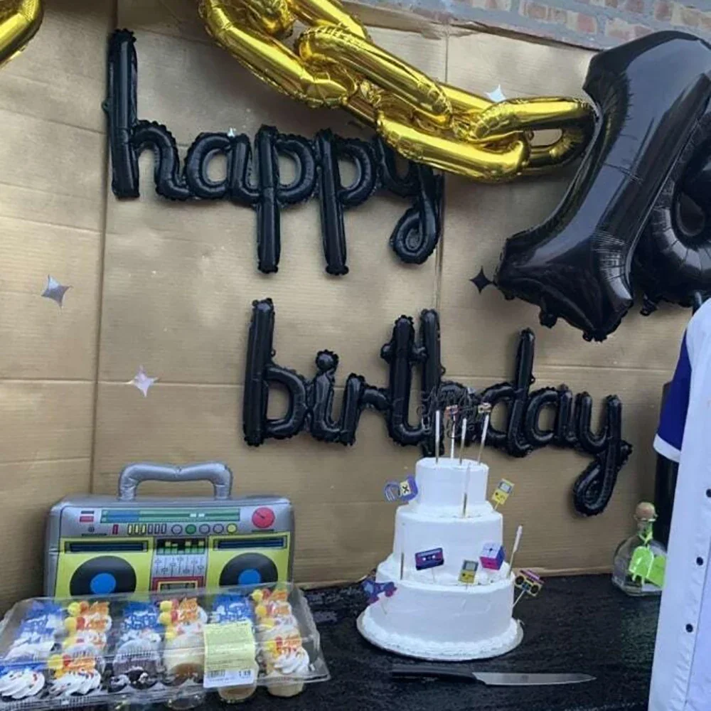 2pcs/set Happy Birthday Balloons Pink Purple Aluminium Foil Balloon Birthday Party Decoration Suppries Home DIY Accessories