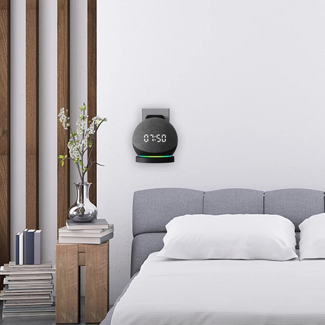 Supporto Parete Per Echo Dot 5&deg; Gen - Bianco, Salvaspazio Per Alexa