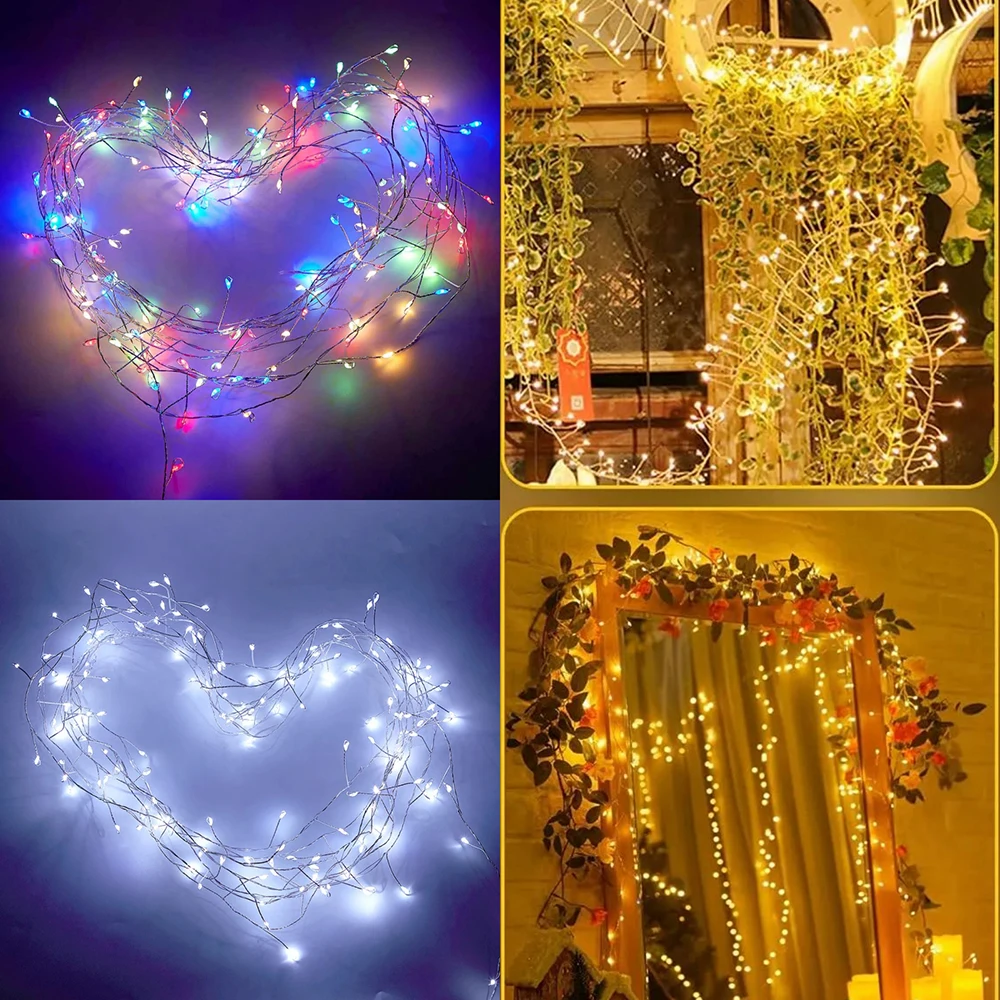 1.5m 3m 6m 9m LED Fairy Lights with 13key Remote Control USB Battery 5V DC Powered Firecracker Weaving String for Home Decor