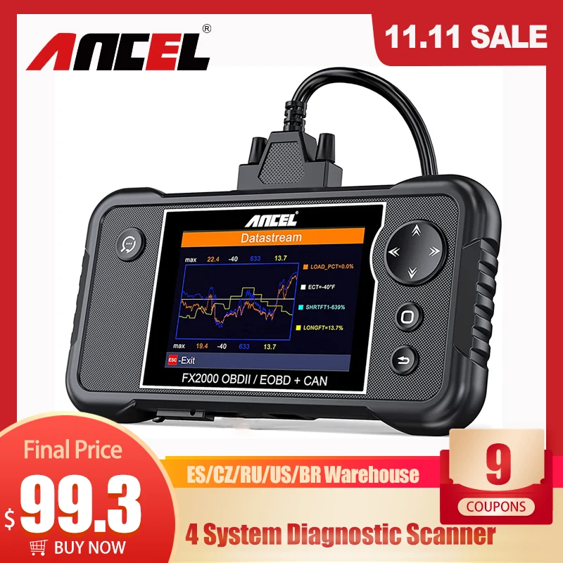 Ancel Fx2000 Obd2 Diagnostic Scanner Autotool Abs Srs Engine