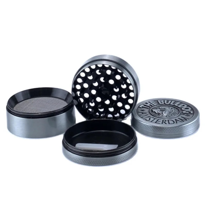 Herb Grinder 1.6/2 Inch Bulldog Herb Grinder Portable 4 Sections Spice Grinder Zinc Alloy Cigarette Shredder Kitchen Gadget Smoke Accessories nut spice grinder herb grinder herb spice grinder