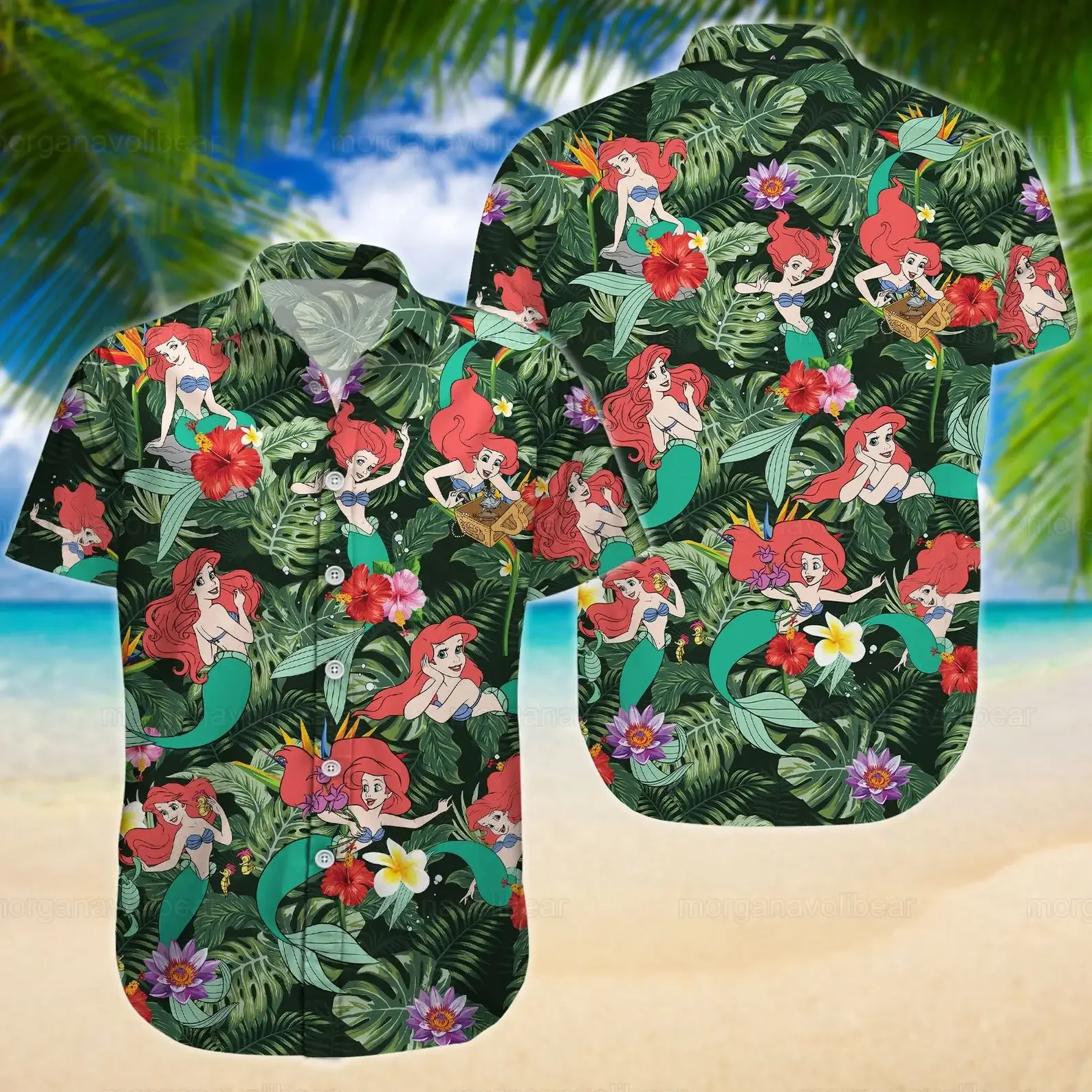 La Sirenetta Ariel Camicia Hawaiana Uomo Donna Camicia Vintage A Maniche Corte Camicia Hawaiana Disney Camicia Da Spiaggia Tropicale Casual