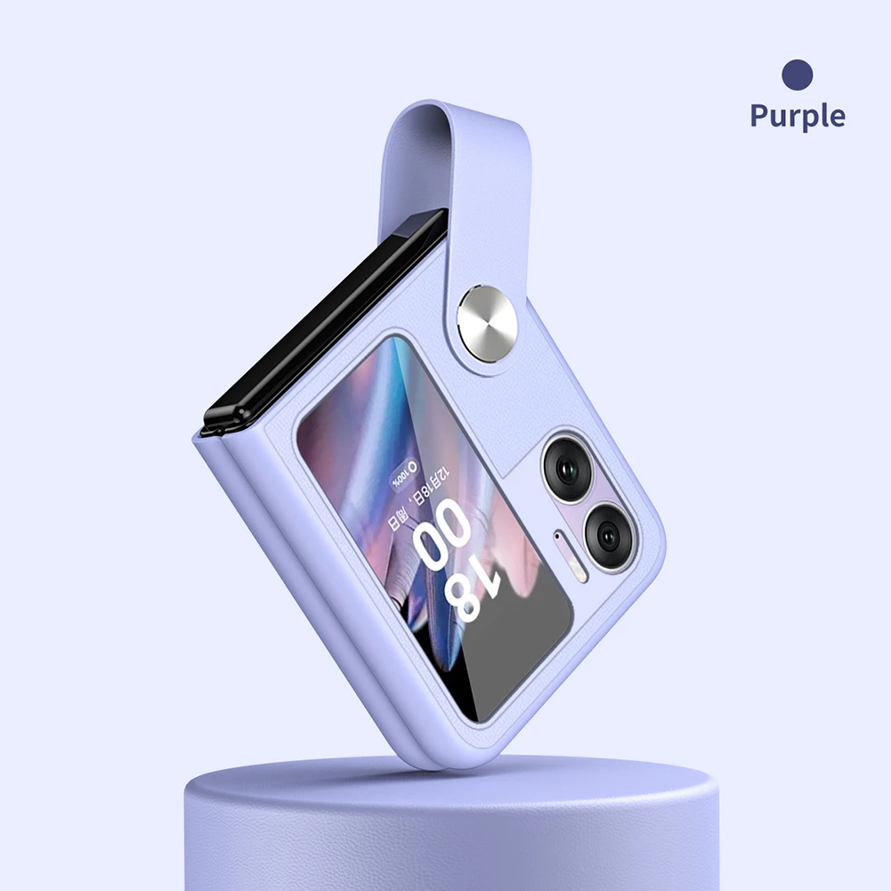 TPU Flip Case Washable with Hand Strap Mobile Phone Shell Adjustable Foldable Fall Resistant Lightweight for Smartphone Find N2