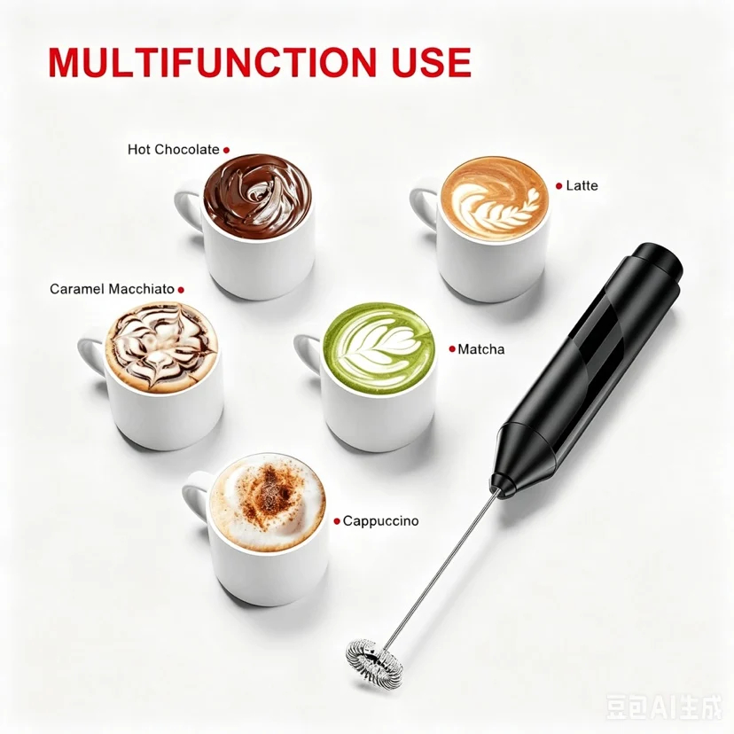 MINI Milk Frother USB Rechargeable 3 Speeds Foam Maker Coffee Whisk Mixer Electric Handle Blender Egg Beater 5