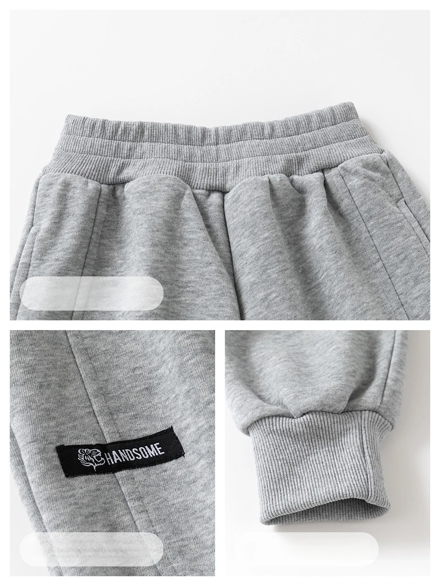 بنطلون رياضي للأطفال من 2 إلى 6 سنوات لربيع 2026، بنطلون رياضي للأولاد باللون الأزرق الداكن مع نقوش حروف أبجدية ورباط عند الكاحل