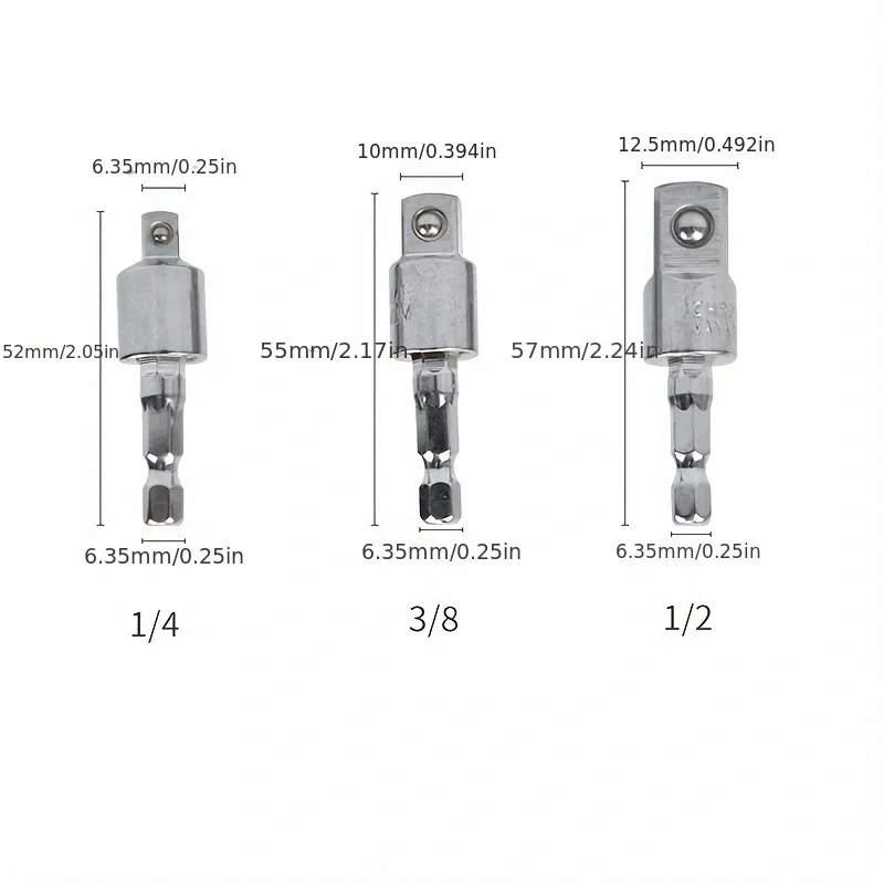1/2 3/8 1/4 adapter 360-degree hexagonal handle to square head connecting rod wind batch socket wrench