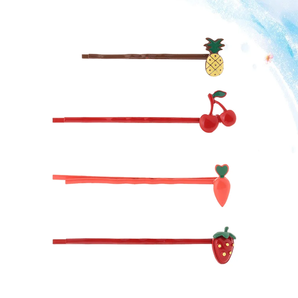 4 PCS 부드러운 장난감 망치 장식 헤어 액세서리 과일 머리핀 신부 딸기 클립