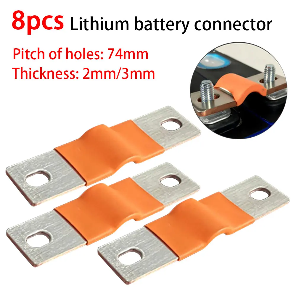 

8Pcs Flexible Busbar Connector Battery Bus Bar Busbars 74mm Hole Distance M6 For Lithium Li-ion 12V 280AH Cell