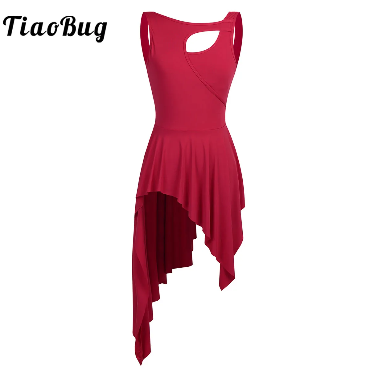 

Ladies Girls Lyrical Dress Contemporary Ballet Jazz Dance Leotards Costumes Asymmetrical Cutout Gymnastics Dancewear