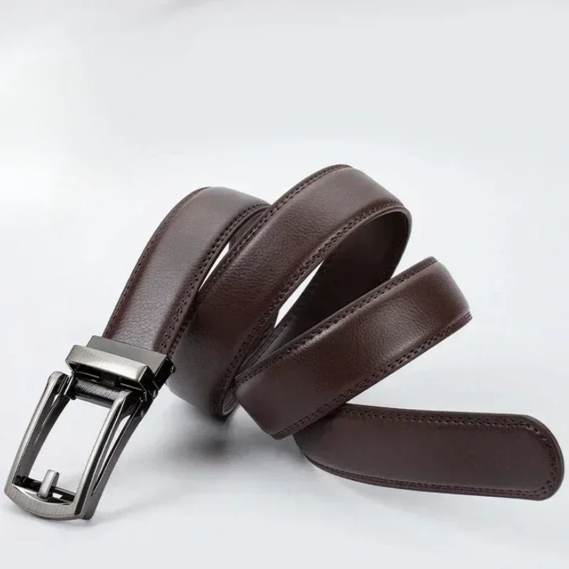 2025 Leather Men's Women's 3.5cm Click Belt with High Quality Alloy Automatic Buckle Unisex Classic Business Belts for Jeans