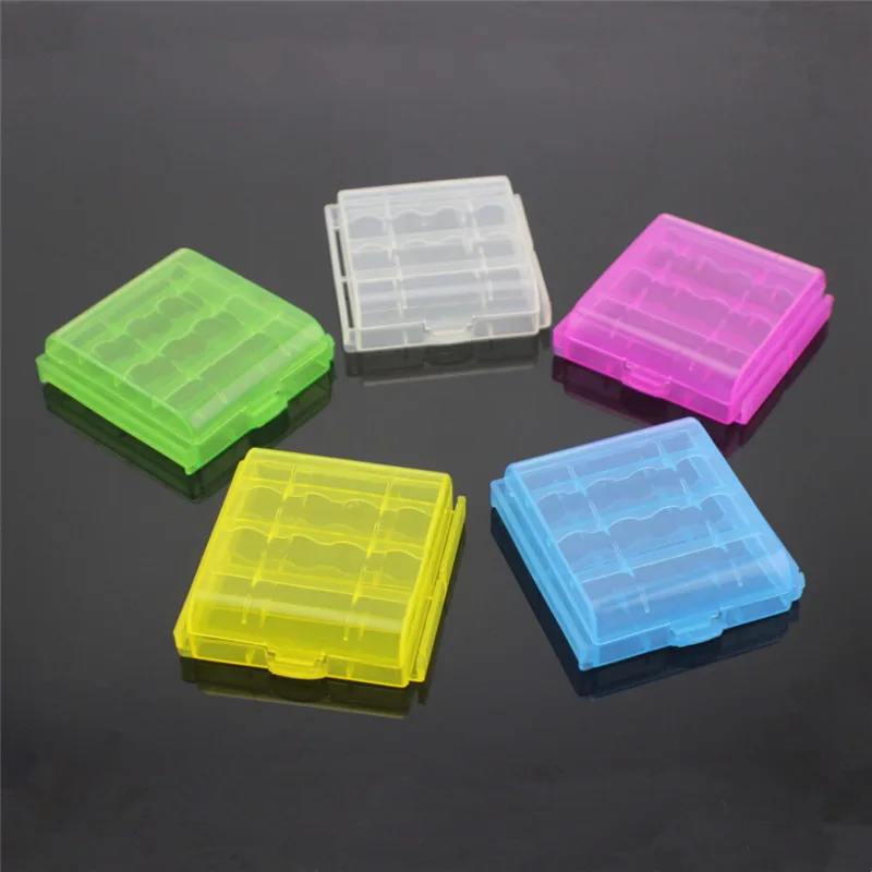 Colorful Plastic Battery Holder Case 4 AA AAA Hard Plastic Storage Box For AA AAA Battery Multicolor Organizer Container 5 Color