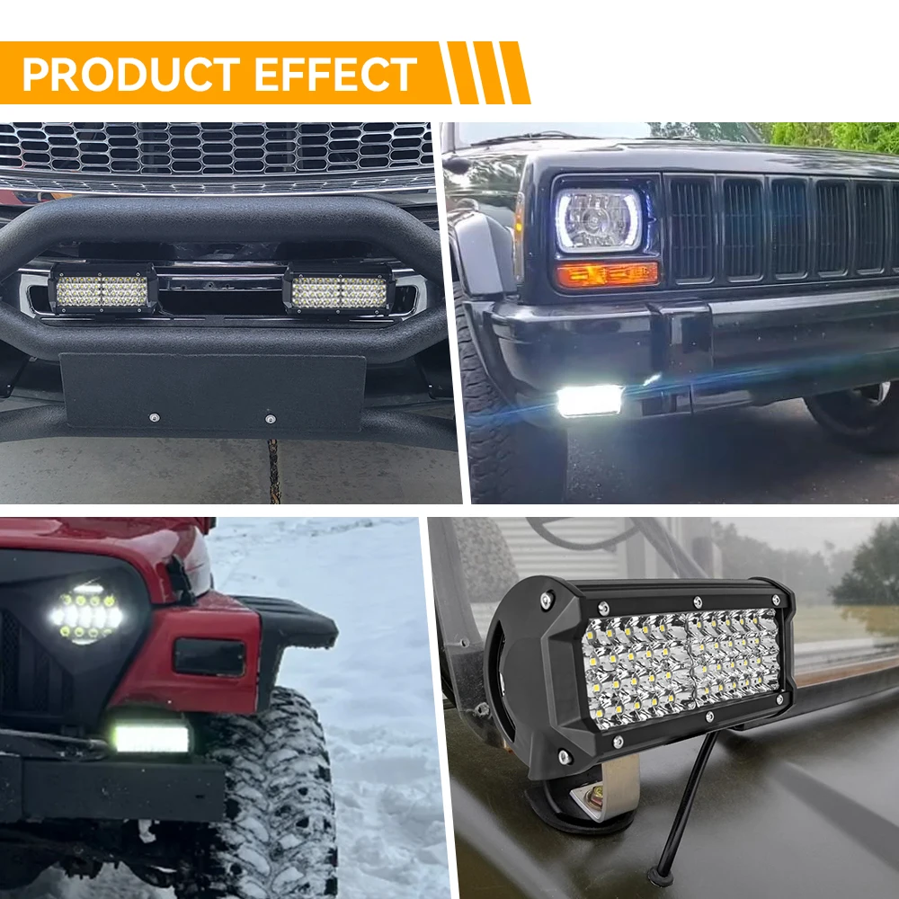 Pair Of 12" 72W LED Light Bars - 6000K White, 12V, For Jeep, SUV, Truck, Off-Road