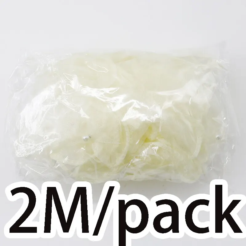 (2Meters/pack) 11Cm French Lace Voile Fabric Pleated Ribbon Pearl Trim Snow Yarn Ruffles Laces Garments Skirts Diy Wedding