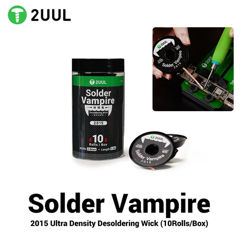 2UUL DW15 10 Rollen/Box Entlötdraht Lötmittel Vampire Ultra Density Zinn Motherboard PCB BGA Lötwerkzeuge Entlötdocht
