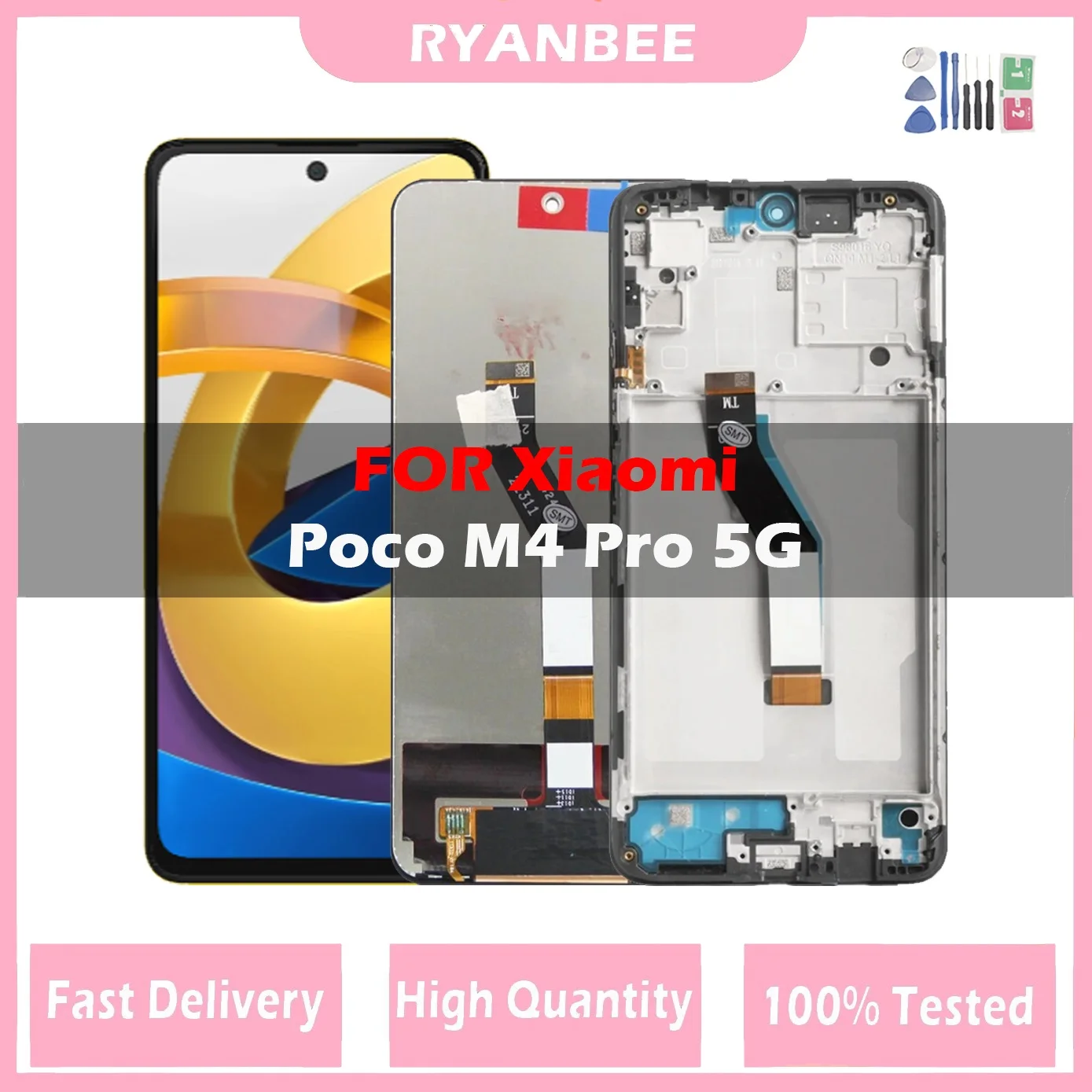 

6.6"Original For Xiaomi Poco M4 Pro LCD Display With Frame Touch Screen Digitizer For Poco M4 Pro 5G 21091116AG MZB0BGVIN Screen