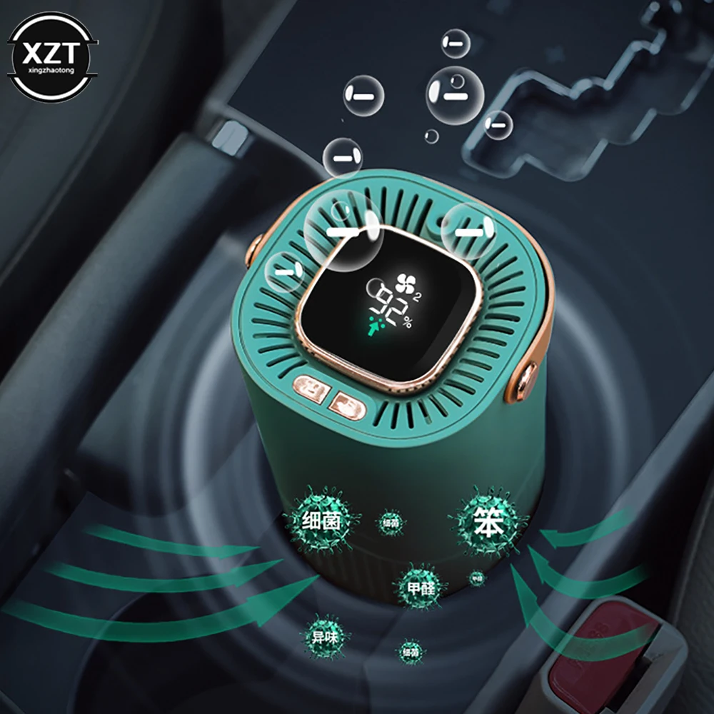 Portable Air Purifier Ionizer Negative Ion Generator Cigarette Smoke Odor Removal Hepa Filter Car Air Freshener
