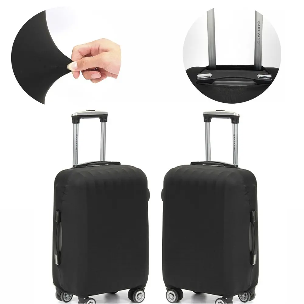 Black Luggage Cover 1PC High Elastic Thick Durable Dustproof Suit Case Protector 3 Sizes Invisible Zipper Bag Travel Accessories luggage cover