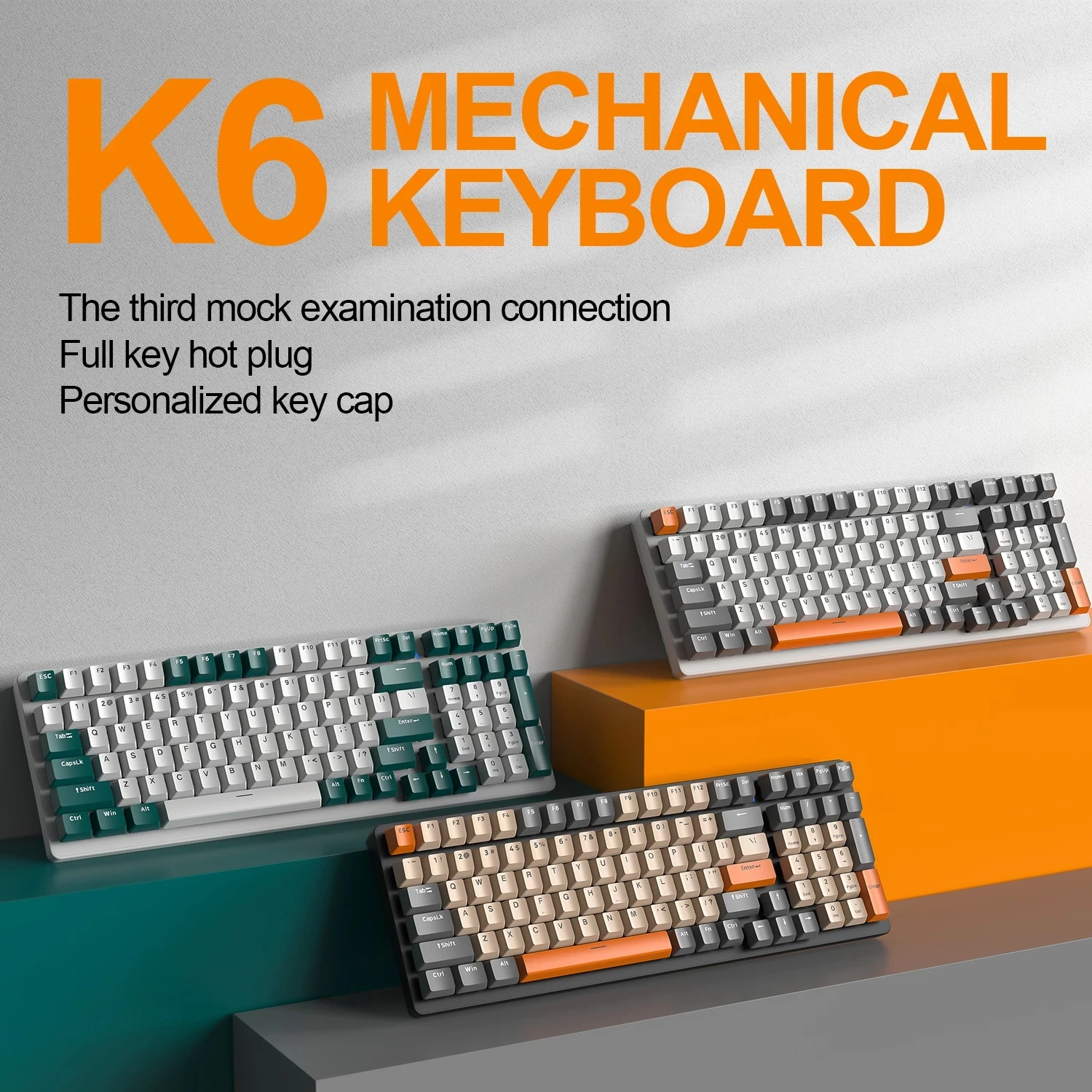 

k6 Wireless Keyboard Hotswap 100 Keys RGB Type-C 2.4G/Bluetooth5.0 3 Modes Connection Full Key Hotswap Game Mechanical KKeyboard
