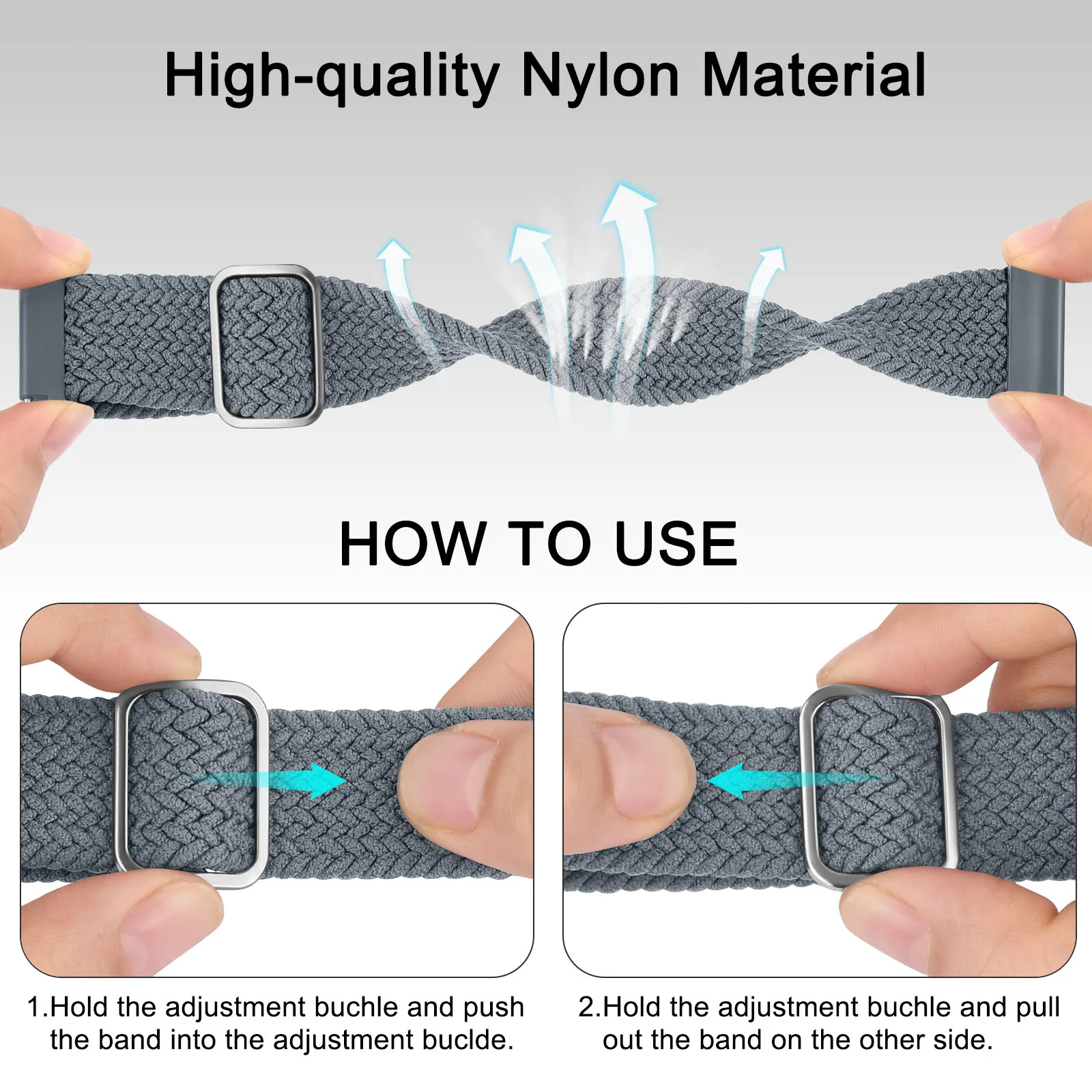 Braided Solo Loop Adjustable Nylon Sport Watchband Bracelet Strap