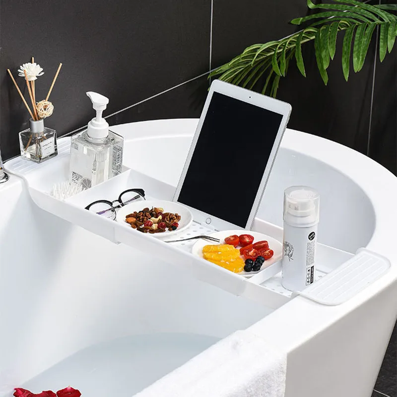 Expandable Bath Rack Side Drain Multiple Storage Shelves Non-slip Bridge Bathroom Accessories Bathtub bathtub storage rack