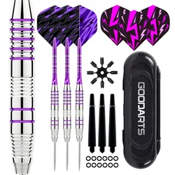 Professional Steel Tip Darts Set with Extra Flights and Accessories for Practice and Competition (PURPLE)
