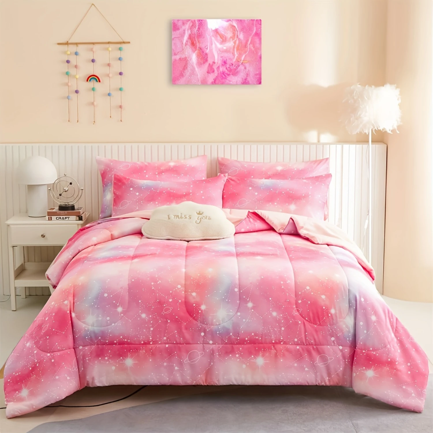 

2/3pcs Universe Pattern Comforter Set, Breathable Soft And Comfortable Bedding Set For Bedroom Room Decor (1 Comforter + 1/2 Pil