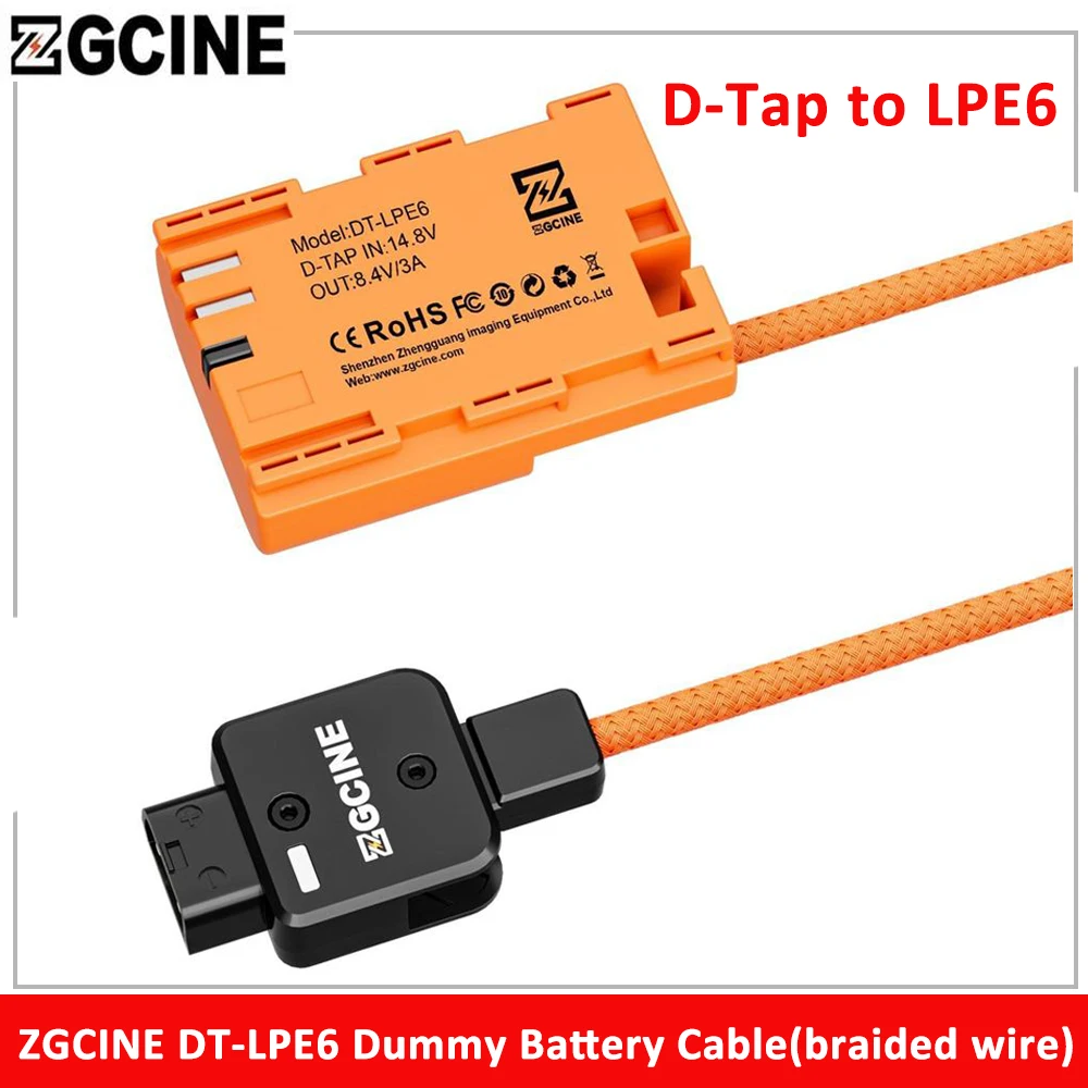 

ZGCINE DT-LPE6 D-Tap к кабелю аккумуляторной батареи LPE6 60 см, плетеный провод