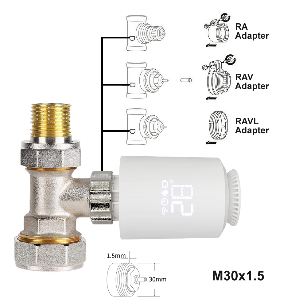 Tuya ZigBee TRV Thermostatic Radiator Valve,Radiator Programmable App Remote Tem