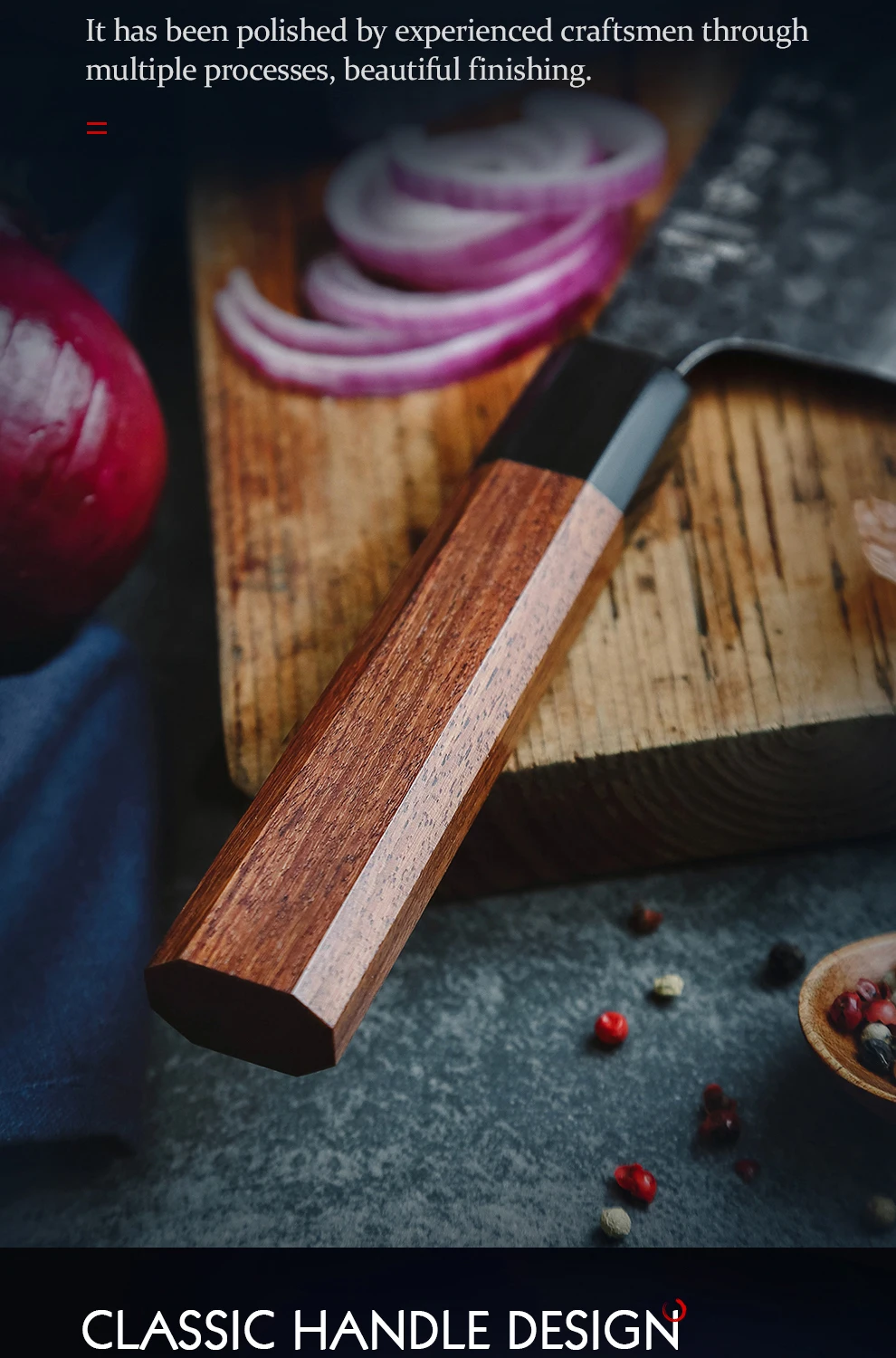 hezhen faca de cozinha conjunto de corte de aço inoxidável composto chef santoku nakiri utilitário alça de madeira vermelha caixa de presente