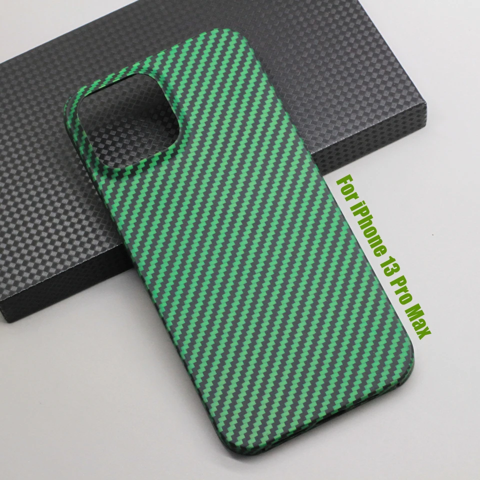 Amstar Emerald Pure Carbon Fiber Phone Case for iPhone 13 Pro Max Premium Ultra-thin Aramid Fiber Cover for iPhone 13 Mini Cases